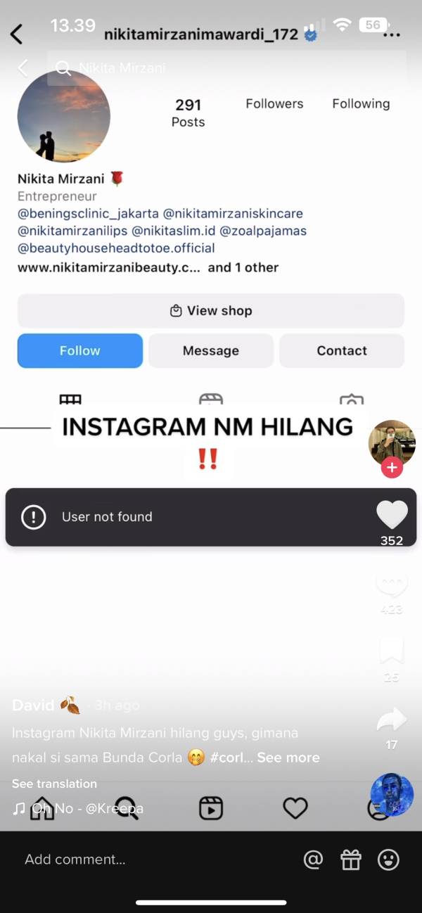 Akun Instagram Nikita Mirzani Raib usai Berantem dengan Bunda Corla