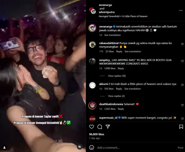Viral! Pria Ini Lamar Pacarnya di Konser Avenged Sevenfold Jakarta