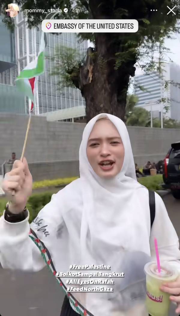 Inara Rusli Turun ke Jalan Ikut Aksi All Eyes on Rafah, Lantang Teriakkan Free Palestine