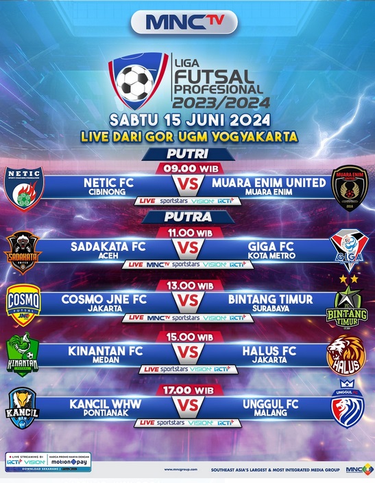 Pekan ke-15 Liga Futsal Profesional 2023/24, Cosmo JNE FC Hadapi Bintang Timur Surabaya di MNCTV