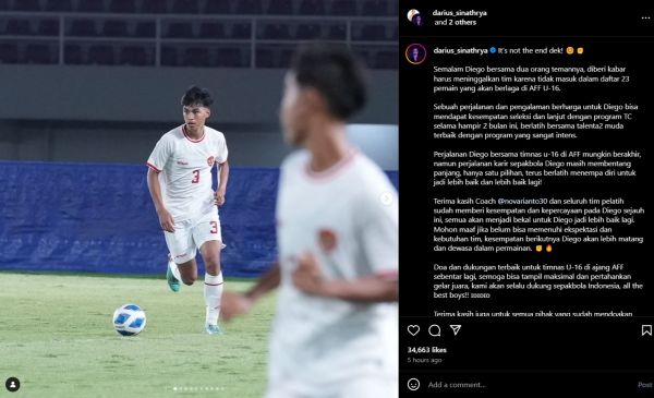 Diego Anak Darius Sinathrya dan Donna Agnesia Gagal Masuk Seleksi Timnas Indonesia U-16